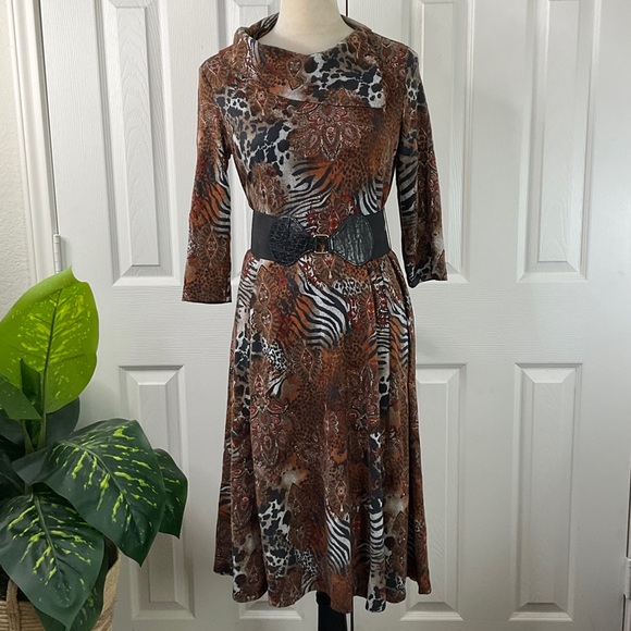 Robbie Bee - Women’s Animal Print Dress Size S - Picture 1 of 14